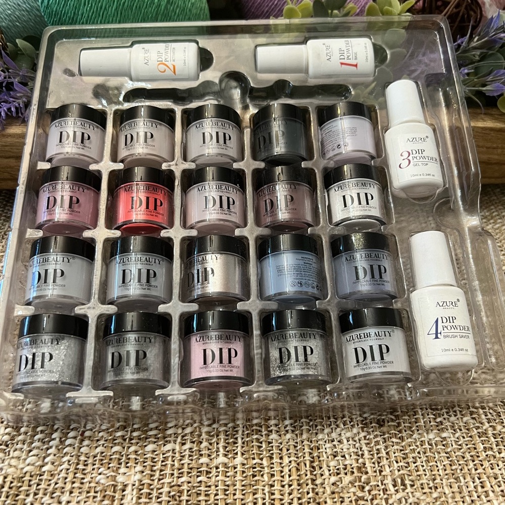 Azure dip powder set with fluids